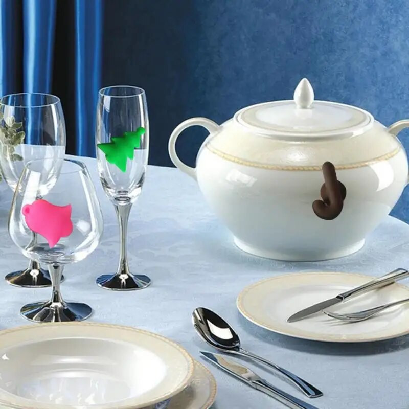 12 vnt/komplektas Silikoninis raudonojo vyno taurės žymeklis Creative vyno taurės identifikatorius siurbimo taurė Etiketė Vakarėlio šventė Virtuvės baro priedai