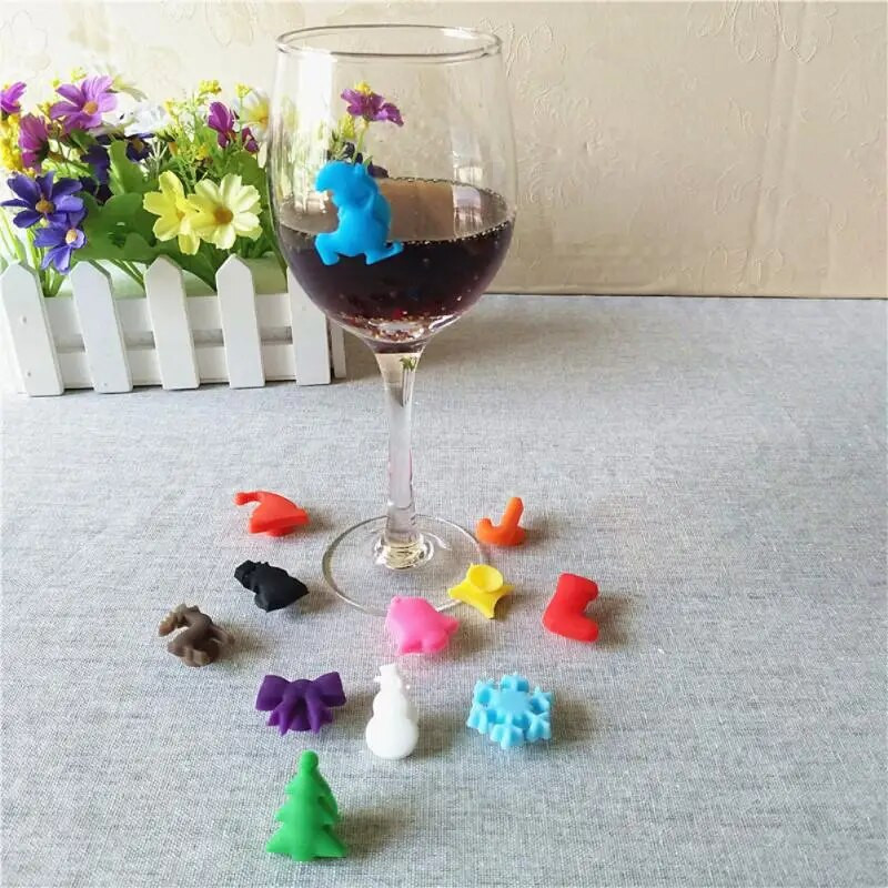 12 vnt/komplektas Silikoninis raudonojo vyno taurės žymeklis Creative vyno taurės identifikatorius siurbimo taurė Etiketė Vakarėlio šventė Virtuvės baro priedai