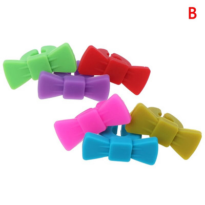 Silikoninis vyno stiklo žymeklis Kūrybinio Bowknot dizaino gėrimų pakabukai Etiketės ženklo stiklo identifikavimas, puikiai tinka vakarėliams 6 vnt.