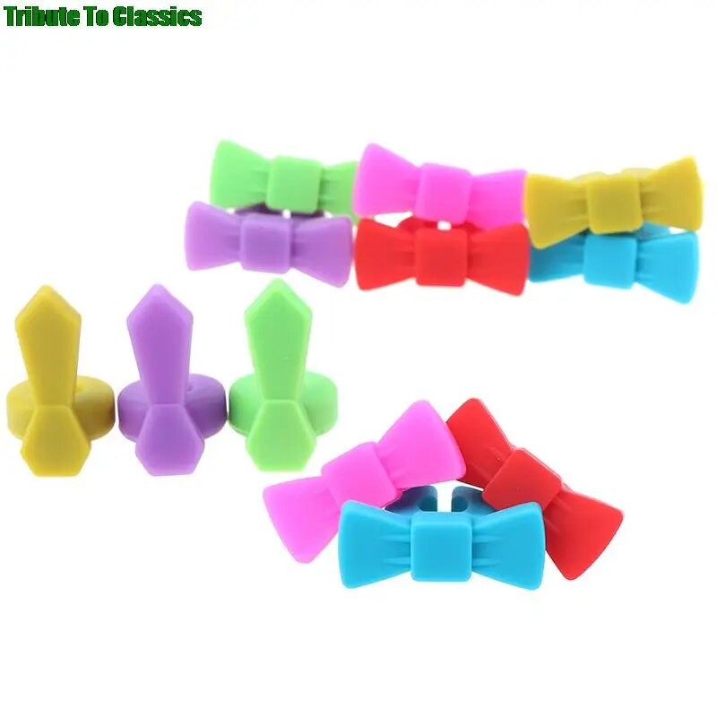 Silikoninis vyno stiklo žymeklis Kūrybinio Bowknot dizaino gėrimų pakabukai Etiketės ženklo stiklo identifikavimas, puikiai tinka vakarėliams 6 vnt.