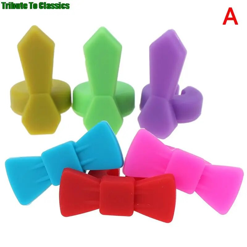 Silikoninis vyno stiklo žymeklis Kūrybinio Bowknot dizaino gėrimų pakabukai Etiketės ženklo stiklo identifikavimas, puikiai tinka vakarėliams 6 vnt.