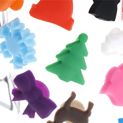 6 vnt palmių puodelio vyno taurės žymeklis silikoninis vyno gėrimų žymeklis Vyno identifikatoriai vakarėliams atsitiktinių spalvų baro virtuvės įtaisai