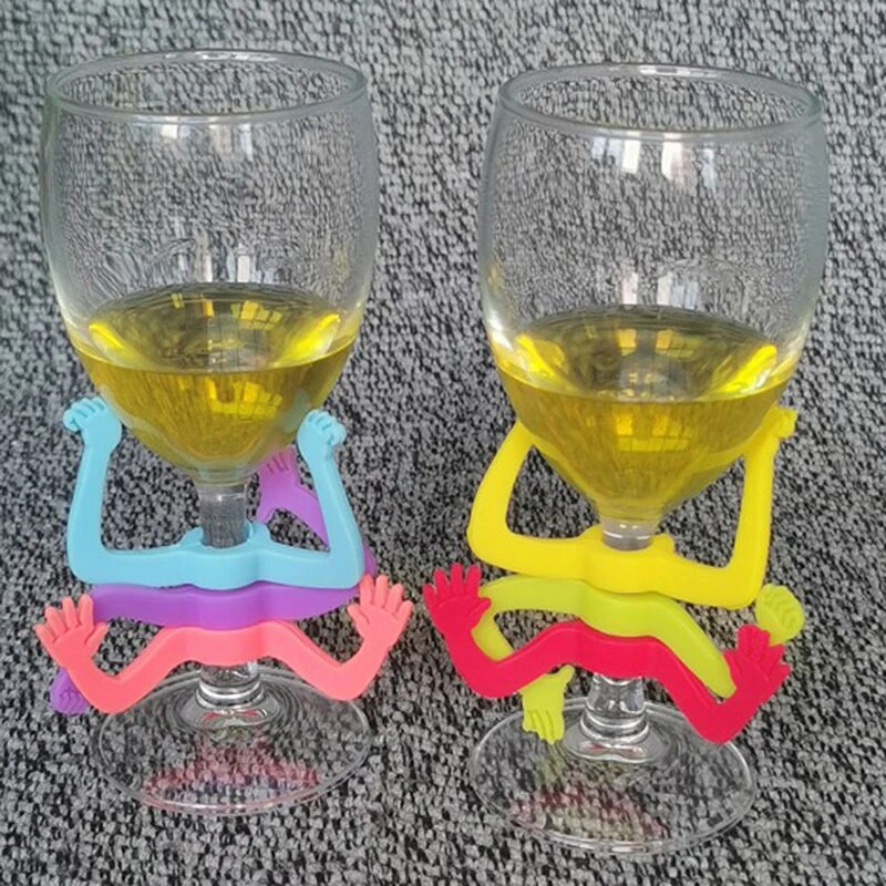 6 vnt palmių puodelio vyno taurės žymeklis silikoninis vyno gėrimų žymeklis Vyno identifikatoriai vakarėliams atsitiktinių spalvų baro virtuvės įtaisai
