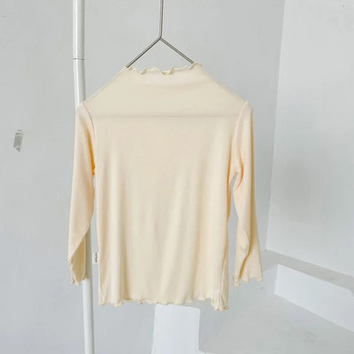 Tricouri pentru fete cu guler roșu Primăvara Toamnă Bebeluși Cămăși pentru copii Topuri moi cu mâneci lungi 2-10 ani Copii Haine pentru copii