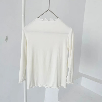 Tricouri pentru fete cu guler roșu Primăvara Toamnă Bebeluși Cămăși pentru copii Topuri moi cu mâneci lungi 2-10 ani Copii Haine pentru copii