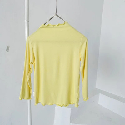 Tricouri pentru fete cu guler roșu Primăvara Toamnă Bebeluși Cămăși pentru copii Topuri moi cu mâneci lungi 2-10 ani Copii Haine pentru copii