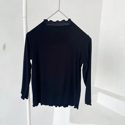 Tricouri pentru fete cu guler roșu Primăvara Toamnă Bebeluși Cămăși pentru copii Topuri moi cu mâneci lungi 2-10 ani Copii Haine pentru copii