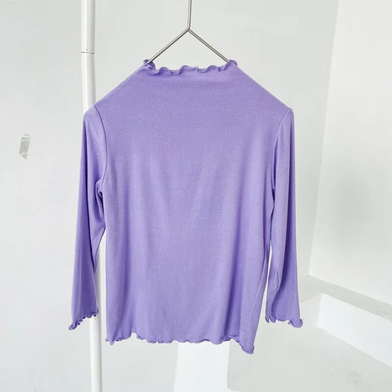 Tricouri pentru fete cu guler roșu Primăvara Toamnă Bebeluși Cămăși pentru copii Topuri moi cu mâneci lungi 2-10 ani Copii Haine pentru copii