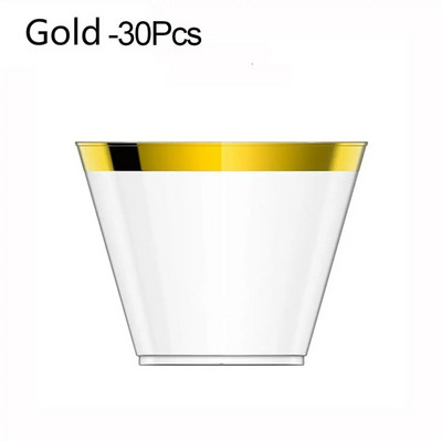 10/20/30db Otthoni dekoráció Születésnapi Party Rose Gold Esküvői kellékek Átlátszó étkészlet Műanyag poharak Eldobható