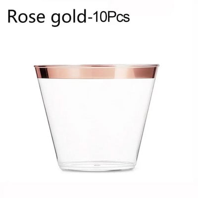 10/20/30db Otthoni dekoráció Születésnapi Party Rose Gold Esküvői kellékek Átlátszó étkészlet Műanyag poharak Eldobható
