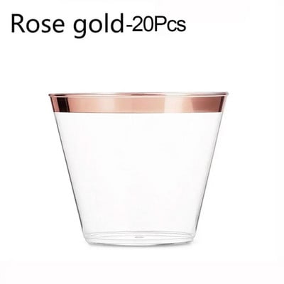 10/20/30db Otthoni dekoráció Születésnapi Party Rose Gold Esküvői kellékek Átlátszó étkészlet Műanyag poharak Eldobható