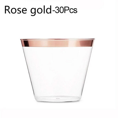 10/20/30db Otthoni dekoráció Születésnapi Party Rose Gold Esküvői kellékek Átlátszó étkészlet Műanyag poharak Eldobható