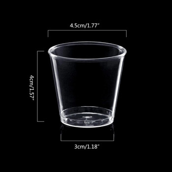 100 бр. Пластмасови чаши за многократна употреба 30 мл чаши за шотове за парти Прозрачни чаши за шотове Здрави издръжливи чаши за банкети Парти