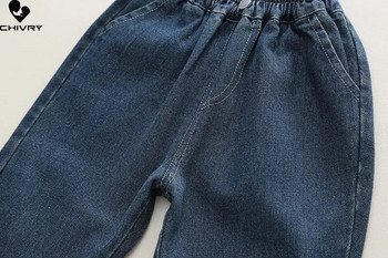 Нови 2024 г. Детски винтидж плътни широки дънки Момчета Класически дънкови дълги панталони Панталони Детски ежедневни дънки Пролет Есенно облекло