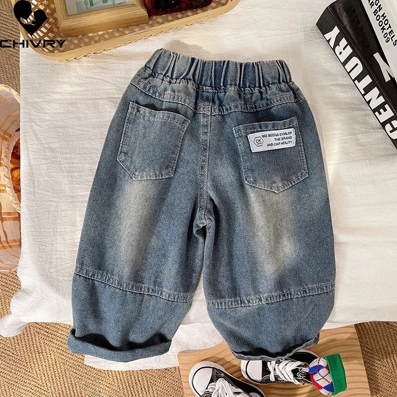 Copii noi, vintage, plini, blugi drepti, băieți, clasici, denim, pantaloni lungi, pantaloni pentru copii, blugi casual, îmbrăcăminte de primăvară toamnă