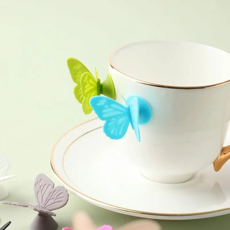 10 vnt. Silikono vyno taurės žavesys drugelis vyno taurė Identifikuokite taurę Žymės Gėrimų etikečių dekorai