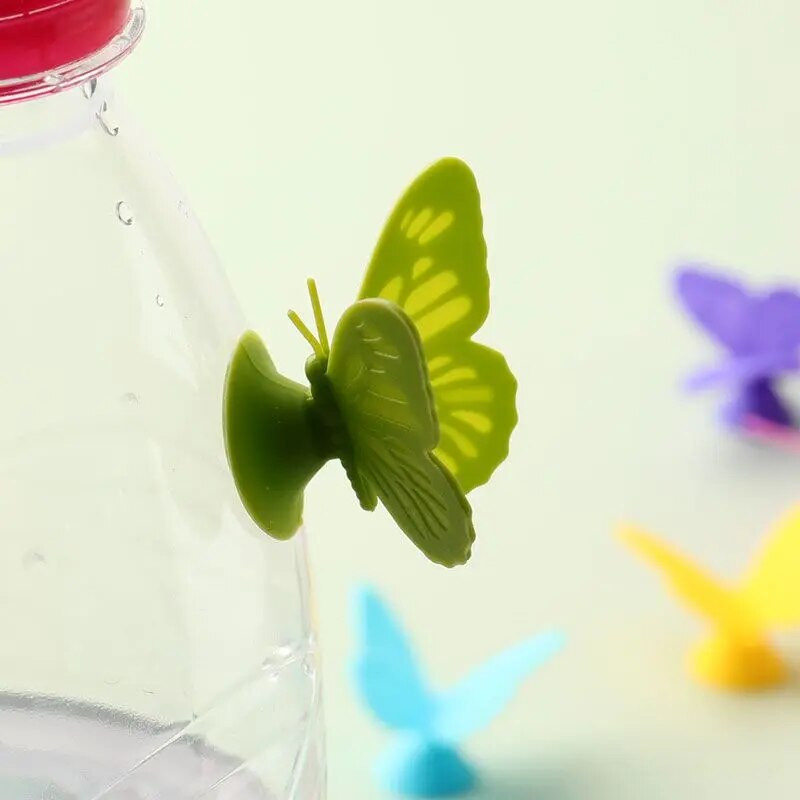 10 vnt. Silikono vyno taurės žavesys drugelis vyno taurė Identifikuokite taurę Žymės Gėrimų etikečių dekorai