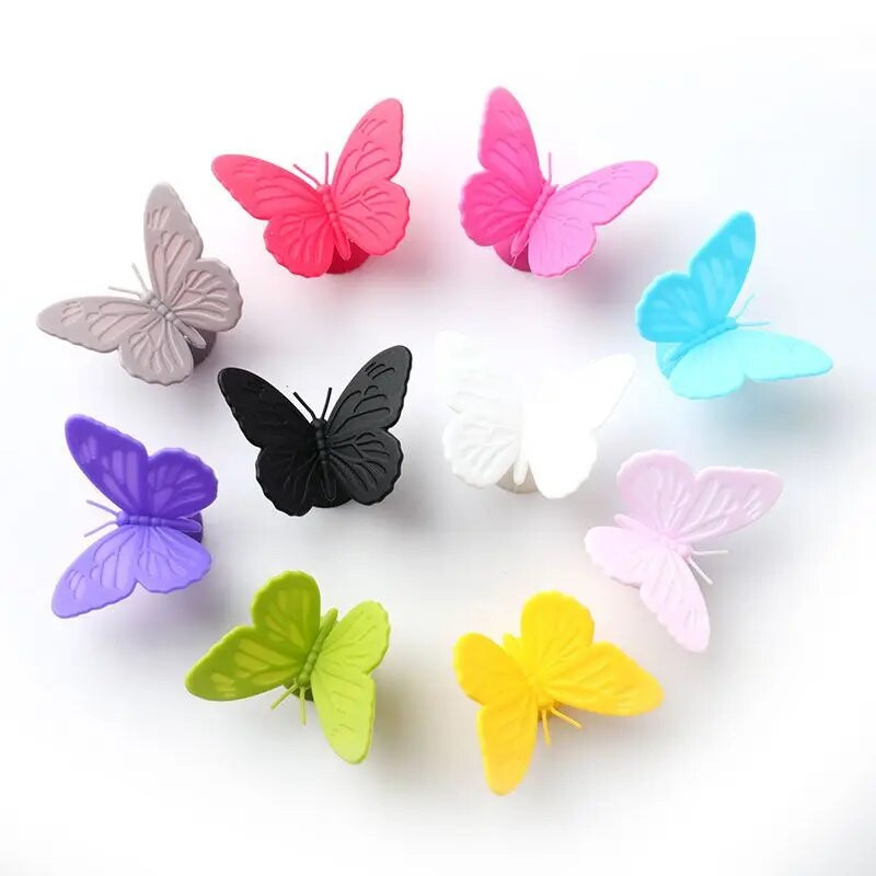 10 vnt. Silikono vyno taurės žavesys drugelis vyno taurė Identifikuokite taurę Žymės Gėrimų etikečių dekorai