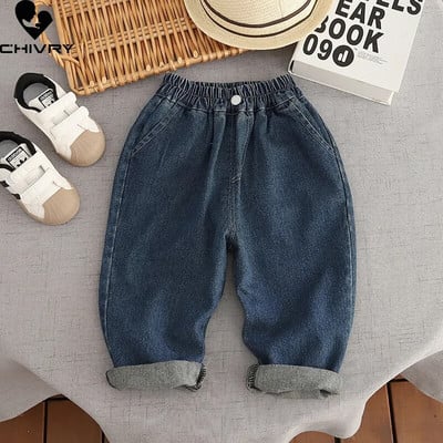 Νέο 2024 Kids Vintage Solid Loose Jeans Boys Classic τζιν μακρύ παντελόνι Παιδικό casual τζιν Ανοιξιάτικα φθινοπωρινά ρούχα
