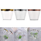 10/20/30db Lakásdekor Rose Gold Születésnapi Party Bor Műanyag Poharak Átlátszó étkészlet Eldobható