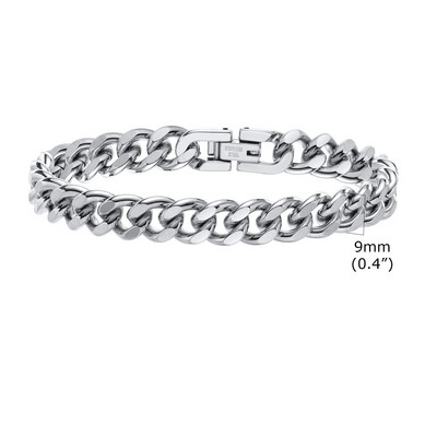 Mprainbow Basic 7/9 mm Brățări cu lanț cubanez pentru bărbați, brățară cu lanț din oțel inoxidabil, rezistent la apă, cadouri, bijuterii, lungime 19/21 cm