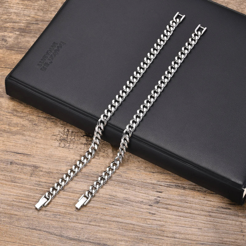 Mprainbow Basic 7/9 mm Brățări cu lanț cubanez pentru bărbați, brățară cu lanț din oțel inoxidabil, rezistent la apă, cadouri, bijuterii, lungime 19/21 cm