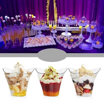 25PCS Десертни чаши за еднократна употреба за парти Рожден ден Усукана чаша за десерт с мус Чаша за сладолед Чаша за замразен пудинг