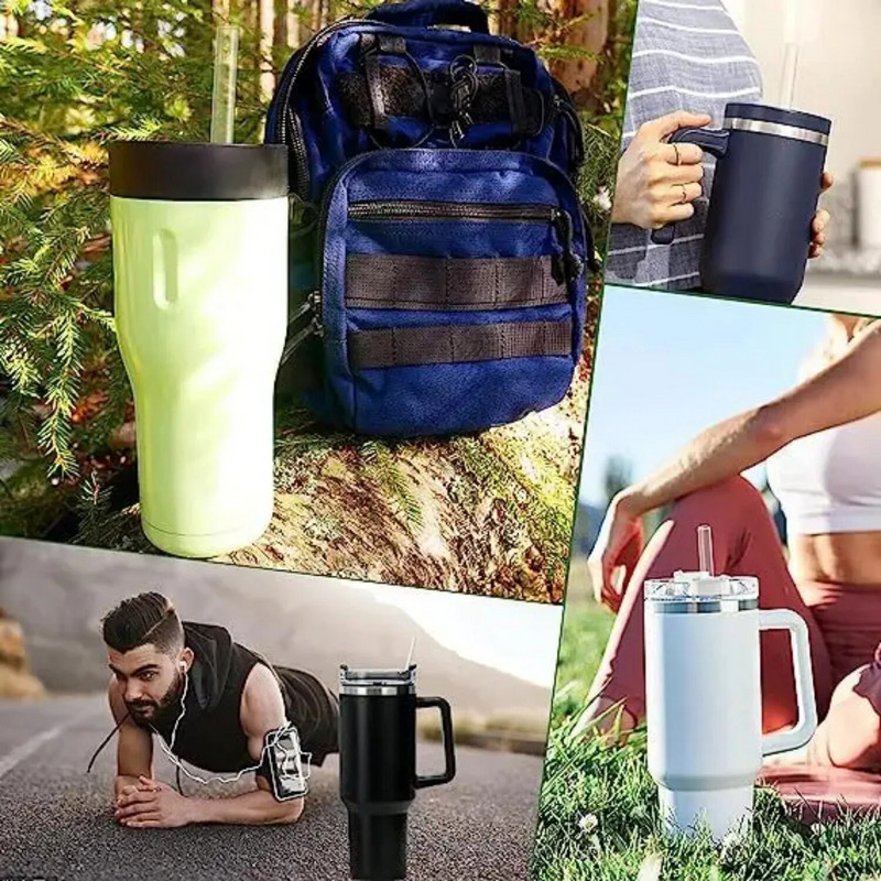 8kom zamjenskih slamčica za Stanley šalicu s 2 četke za čišćenje Slamke za višekratnu upotrebu kompatibilne sa Stanley šalicom od 14/20/30/40 oz