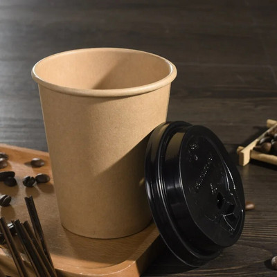 2db eredeti színű 500ml 16oz DIY üres sima eldobható papírpohár kávéscsésze vizespohár műanyag tetővel