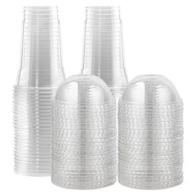 40/50db 460/600ml Eldobható átlátszó műanyag poharak Tej Tealé Hideg Ital Smoothie Italpoharak tetővel Elvitelre