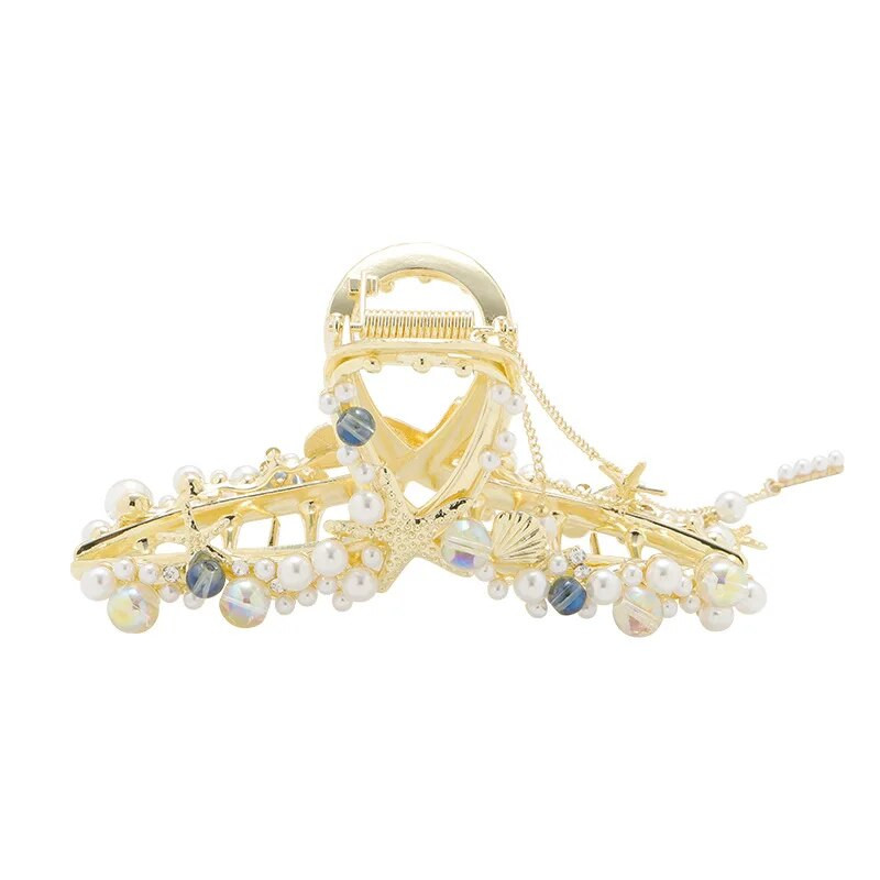 Noua perla ciucuri gheare de par stea de mare coajă de păr agrafă de păr din aliaj agrafă coadă de cal accesorii de crab Hanfu pentru fată