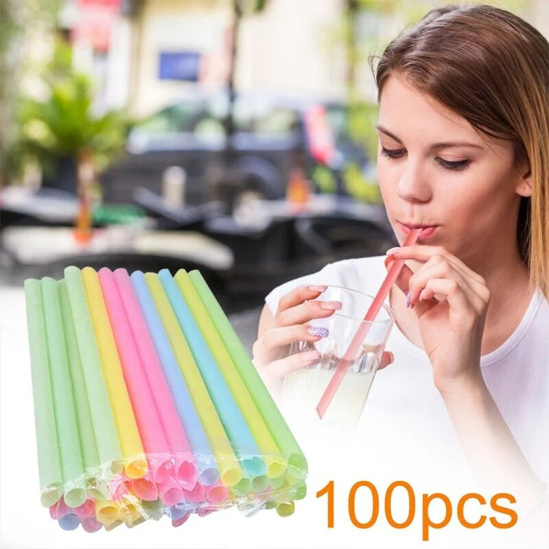 Pai mari din plastic colorate de 10 mm, ecologice, reutilizabile, Smoothie cu bule de petrecere, Accesorii pentru smoothie, bataturi de lapte, Bar Boba Paie