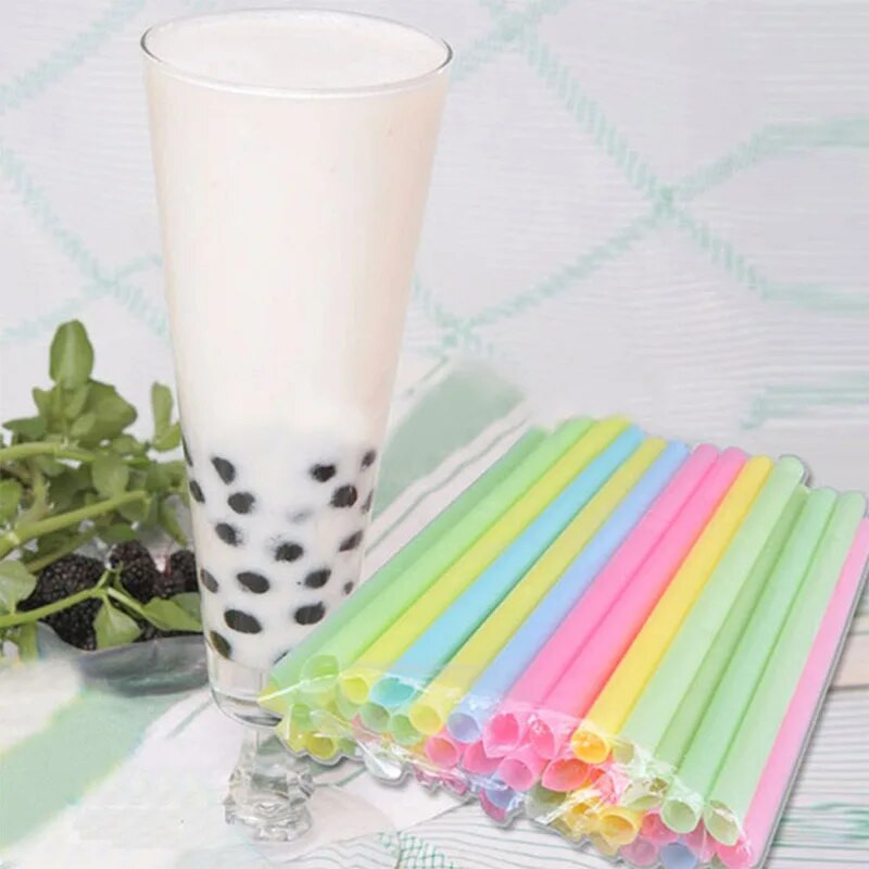 Pai mari din plastic colorate de 10 mm, ecologice, reutilizabile, Smoothie cu bule de petrecere, Accesorii pentru smoothie, bataturi de lapte, Bar Boba Paie