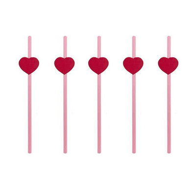 5db Piros szerelmes szív papír szívószálak Romantikus esküvői parti szívószálak Asztali kellékek Boldog Valentin-napi party dekoráció
