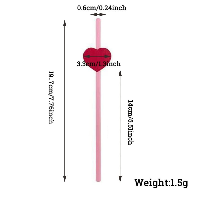 5db Piros szerelmes szív papír szívószálak Romantikus esküvői parti szívószálak Asztali kellékek Boldog Valentin-napi party dekoráció