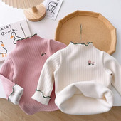 Pulovere groase și calde pentru copii, toamnă iarnă, dulci, cu gât, cu flori, pulover, pentru fetițe, cu mânecă lungă, cămăși din catifea 1-6 ani