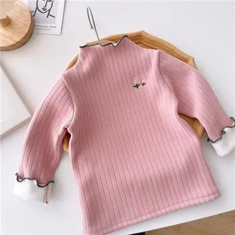 Pulovere groase și calde pentru copii, toamnă iarnă, dulci, cu gât, cu flori, pulover, pentru fetițe, cu mânecă lungă, cămăși din catifea 1-6 ani