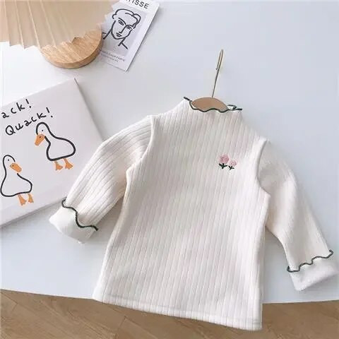 Pulovere groase și calde pentru copii, toamnă iarnă, dulci, cu gât, cu flori, pulover, pentru fetițe, cu mânecă lungă, cămăși din catifea 1-6 ani