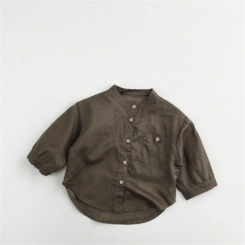 Λινό πουκάμισο για αγόρι καλοκαιρινά ρούχα Παιδικά μπλουζάκια Μακρυμάνικη μπλούζα για κορίτσια Βρεφικές μπλούζες Παιδικό παλτό Παιδικά πουκάμισα Άνοιξη M457