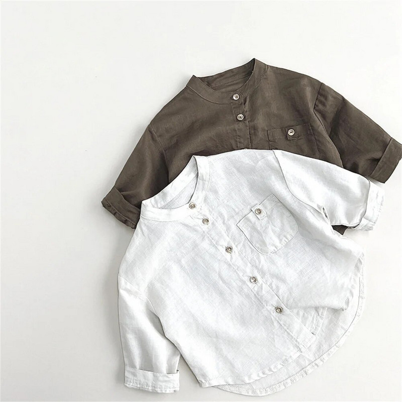 Linane Särk Poisile Suveriided Laste Topid Pikkade varrukatega pluus Tüdrukutele Beebipluusid Väikelapse mantel Laste Särgid Kevad M457