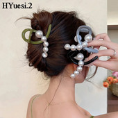 Nyári Aszimmetrikus Gyöngy Hair Karmok Női Gilrs Elegáns Erős Tartás Csúszásmentes Lófarok Műanyag Banán Kereszt Clipek Vékony Hajhoz