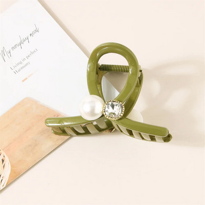 Nyári Aszimmetrikus Gyöngy Hair Karmok Női Gilrs Elegáns Erős Tartás Csúszásmentes Lófarok Műanyag Banán Kereszt Clipek Vékony Hajhoz