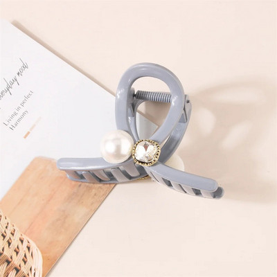 Nyári Aszimmetrikus Gyöngy Hair Karmok Női Gilrs Elegáns Erős Tartás Csúszásmentes Lófarok Műanyag Banán Kereszt Clipek Vékony Hajhoz