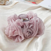 Elegant, mare șifon de mătase, gheare de păr mare pentru femei, barete de modă, cleme pentru arc de păr, coadă de cal, accesorii pentru flori, agrafe J8W5