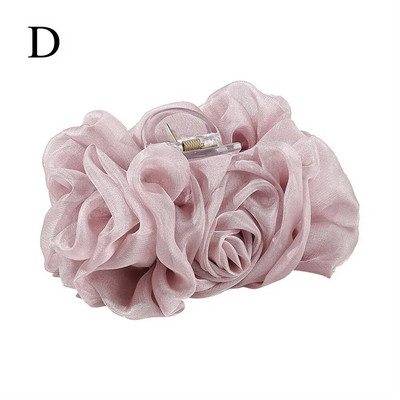 Elegant, mare șifon de mătase, gheare de păr mare pentru femei, barete de modă, cleme pentru arc de păr, coadă de cal, accesorii pentru flori, agrafe J8W5