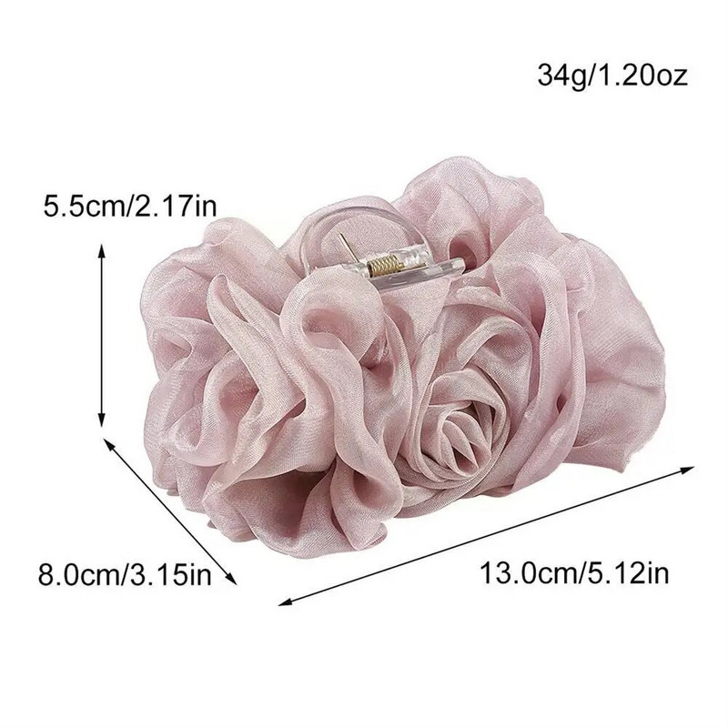 Elegantiškas didelis šilkinis šifonas, didelis plaukų žnyplės, moteriškos mados, plaukų lankeliai, uodegos gėlės, aksesuarai, segtukai J8W5