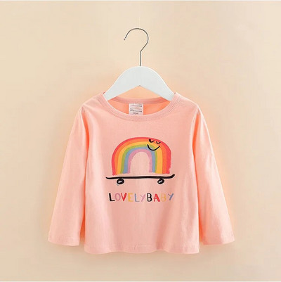 2023 primăvara toamnă modă nou 3 4 5 6 7 8 9 10 ani copii drăguț culoare bomboane topuri cu mânecă lungă desene animate tricou de bază pentru fetițe