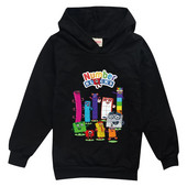 Tricou cu blocuri de numere pentru copii de modă pentru băieți, fete, cu mânecă lungă, tricou subțire cu glugă, 2-13T, pentru copii, haine imprimate cu desene animate, tricouri