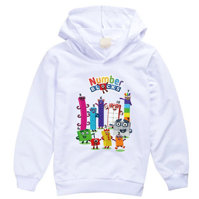 Tricou cu blocuri de numere pentru copii de modă pentru băieți, fete, cu mânecă lungă, tricou subțire cu glugă, 2-13T, pentru copii, haine imprimate cu desene animate, tricouri