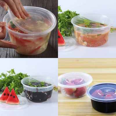 Bol rotunde pentru supă de prânz de unică folosință, 10 buc. Cutie container rotund cu capace